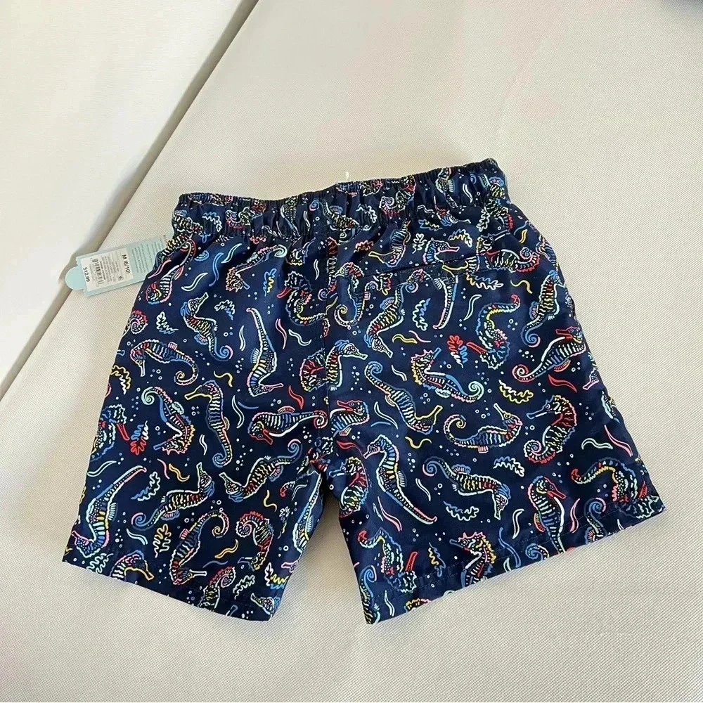 Swim Shorts Sea Horses Boys M (8/10) Shapes Printed Cat & Jack Navy Blue